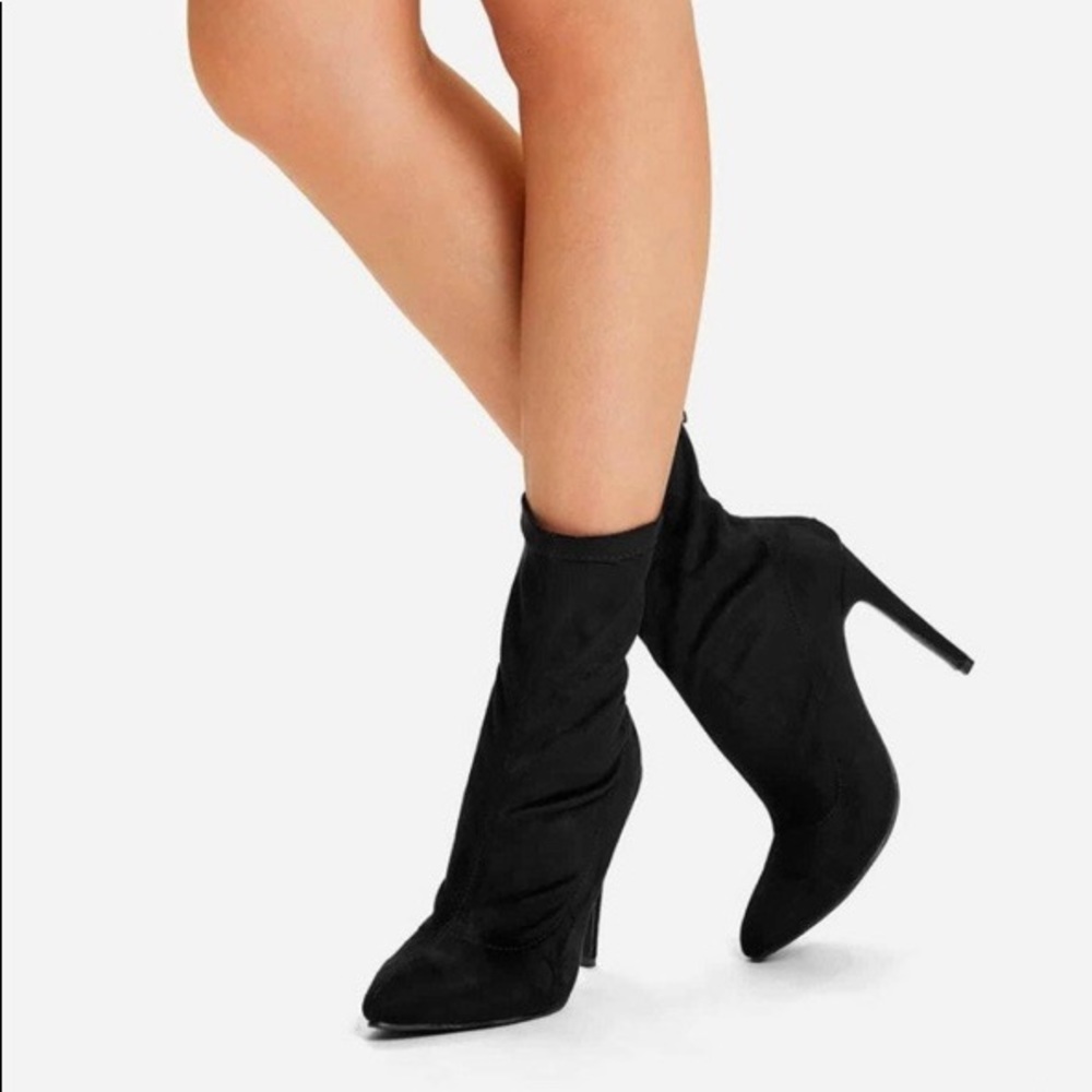 SHEIN black back zipper stiletto heeled boot
